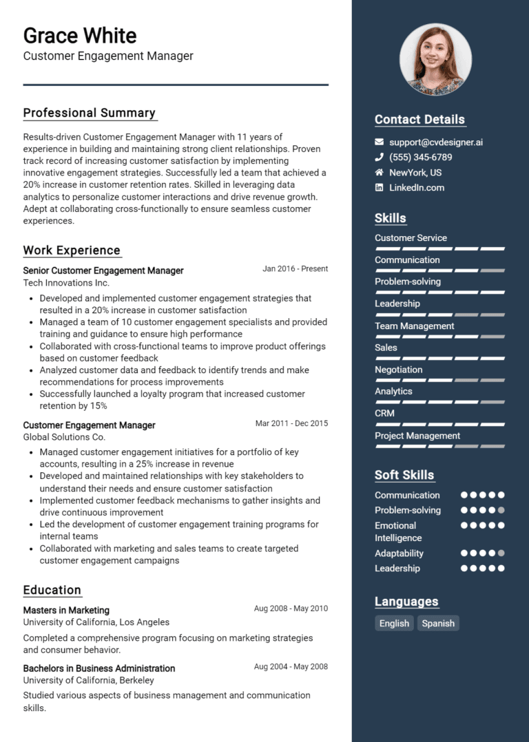 14 Customer Engagement Manager Resume Examples And Templates for 2025