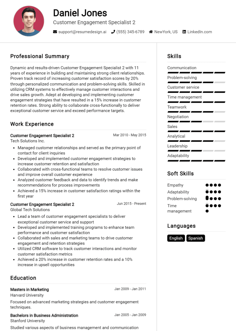 15 Customer Engagement Specialist Resume Examples And Templates for 2025