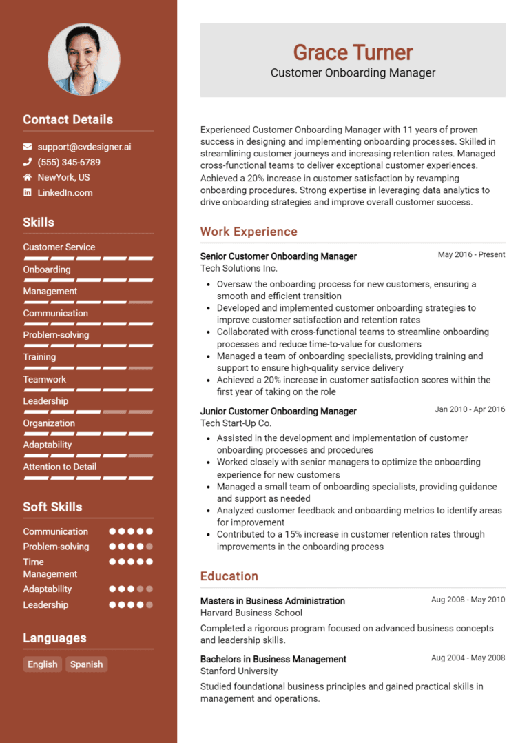 8 Customer Onboarding Manager Resume Examples And Templates for 2025