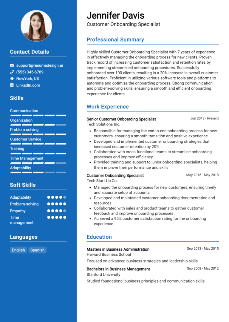 19 Customer Onboarding Specialist Resume Examples And Templates for 2025