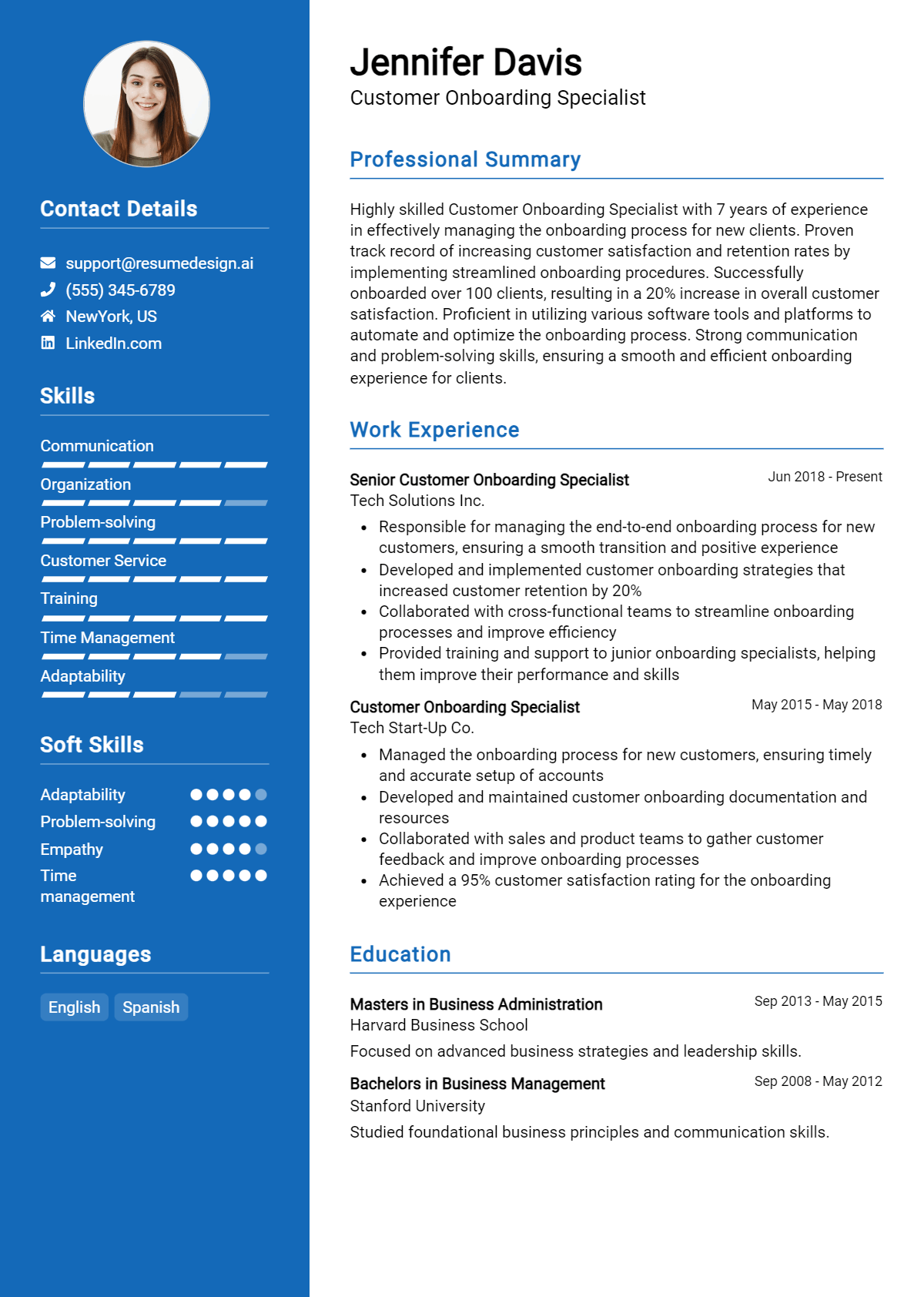 Customer Onboarding Specialist Resume Example