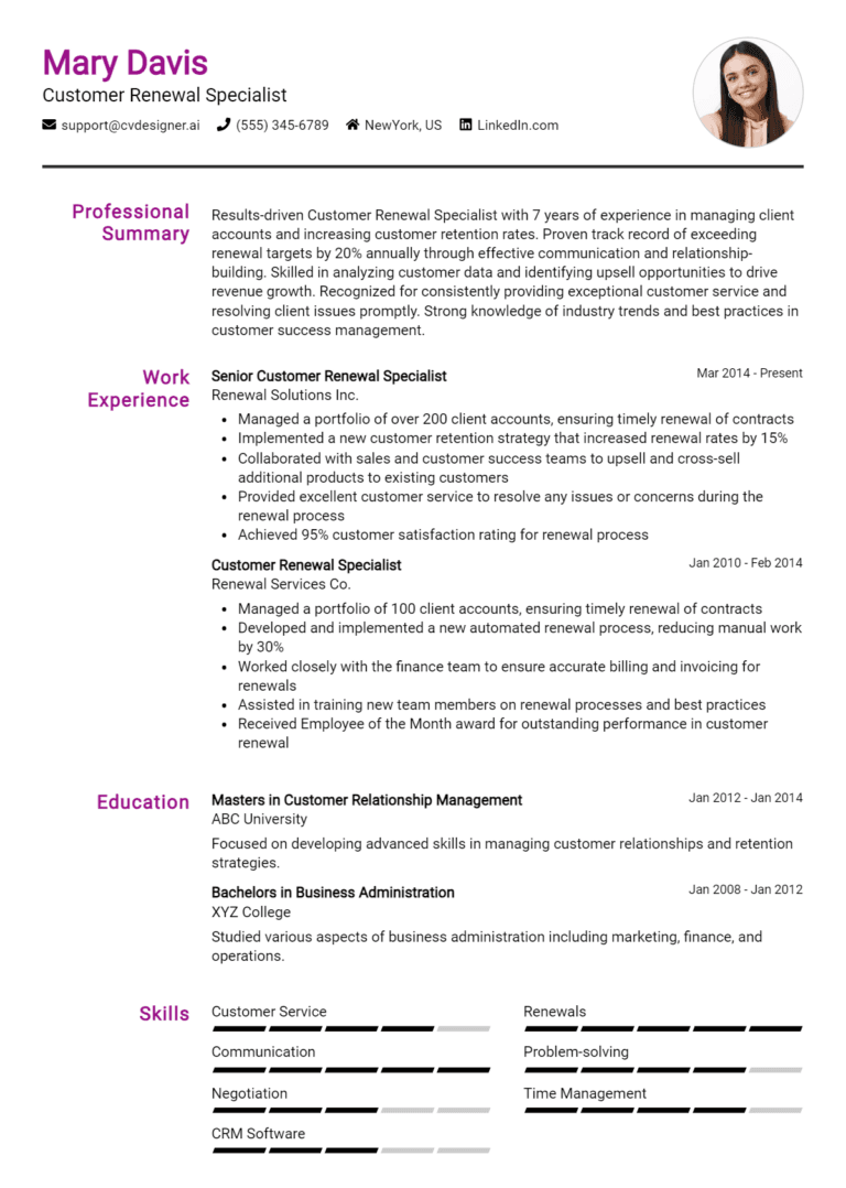 10 Customer Renewal Specialist Resume Examples And Templates for 2025
