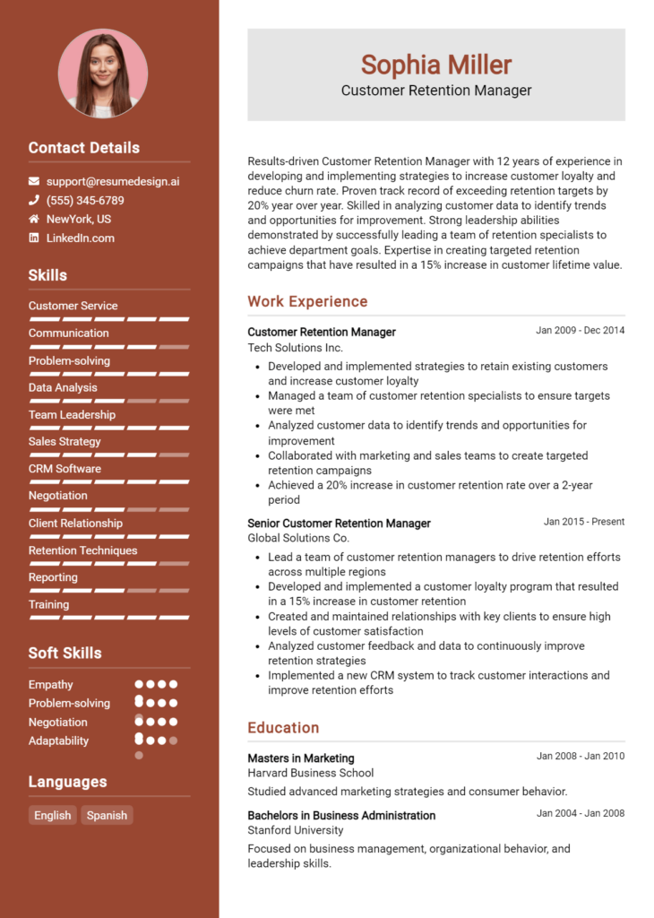 Customer Retention Manager Resume Example (1)