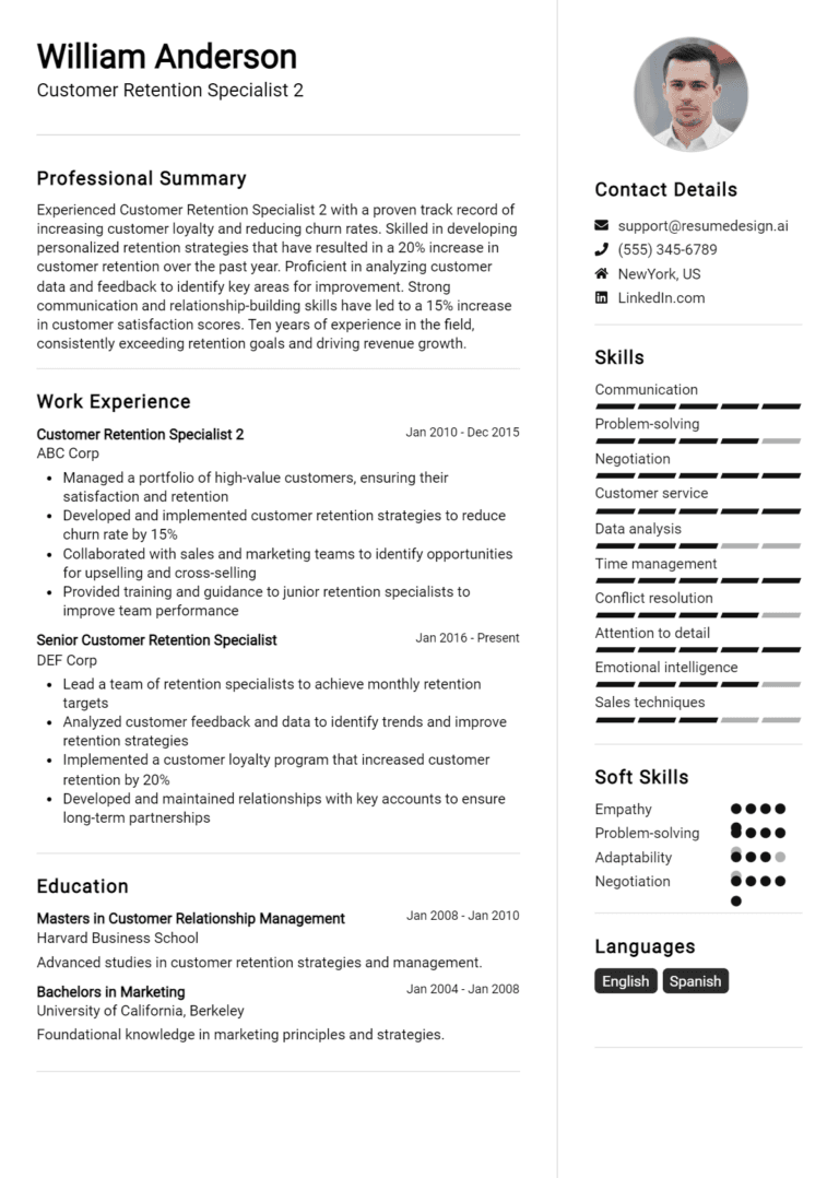 15 Customer Retention Specialist Resume Examples And Templates for 2025