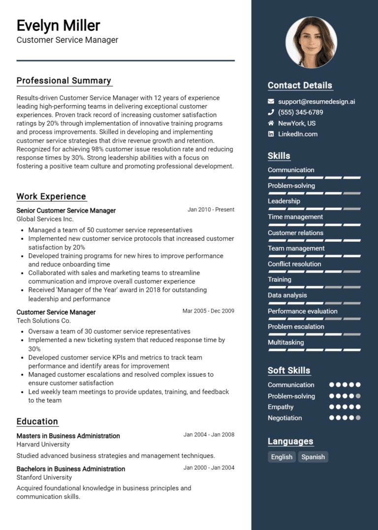 15 Customer Service Manager Resume Examples And Templates for 2025: Expert Tips