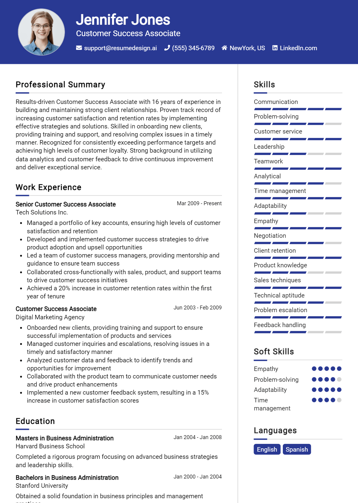 Customer Success Associate Resume Example