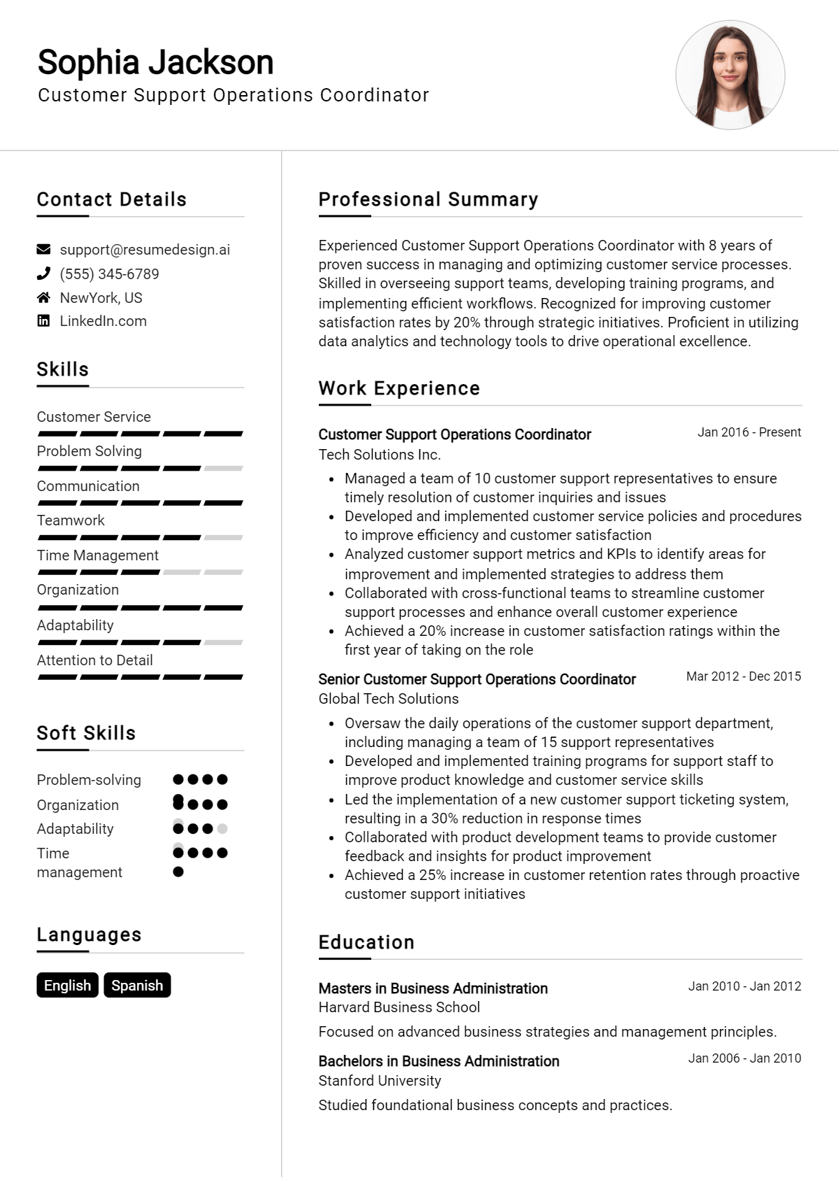 Customer Support Operations Coordinator Resume Example