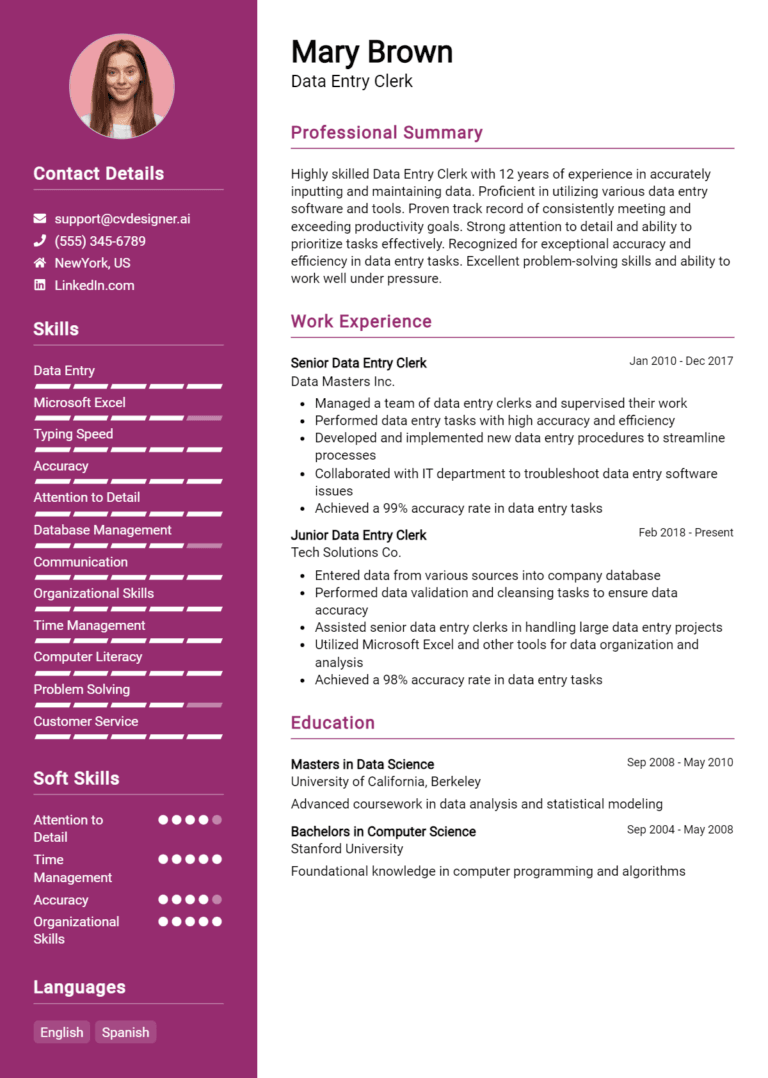 19 Data Entry Operator Resume Examples And Templates for 2025 ...