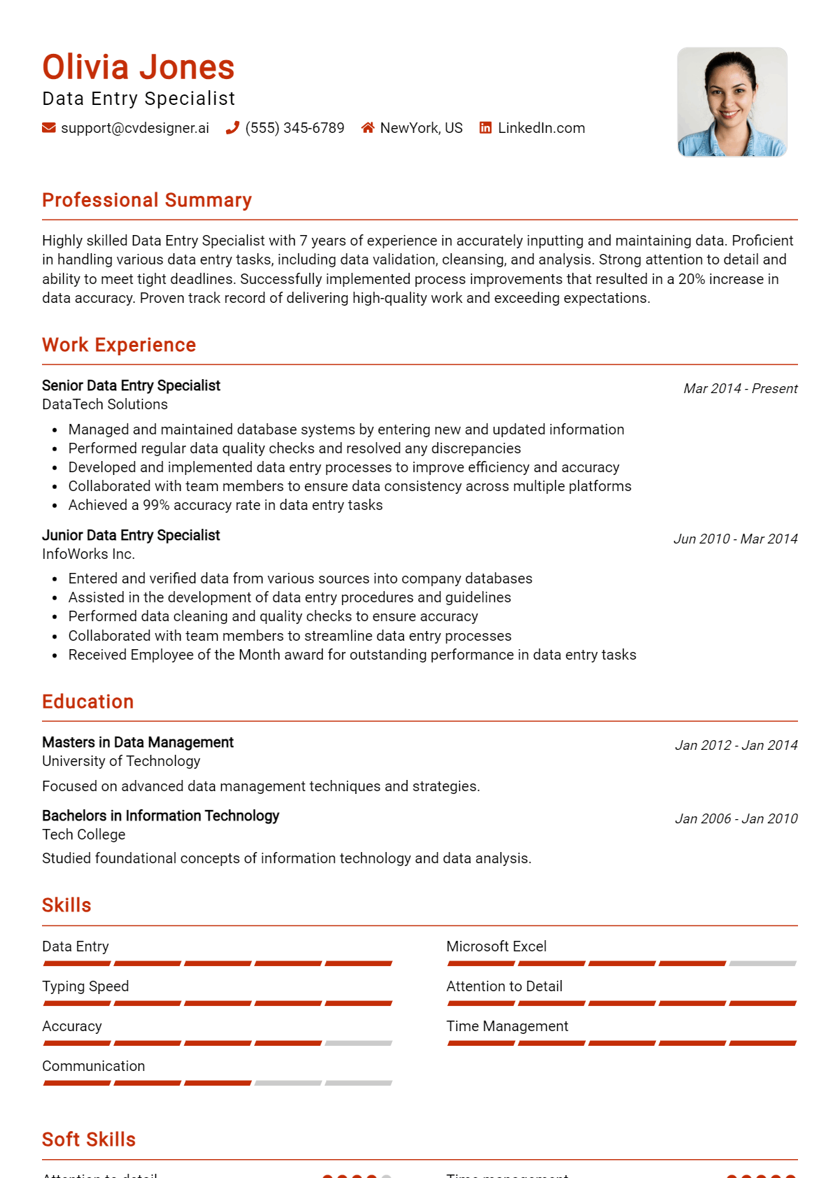 Data Entry Specialist Resume Example