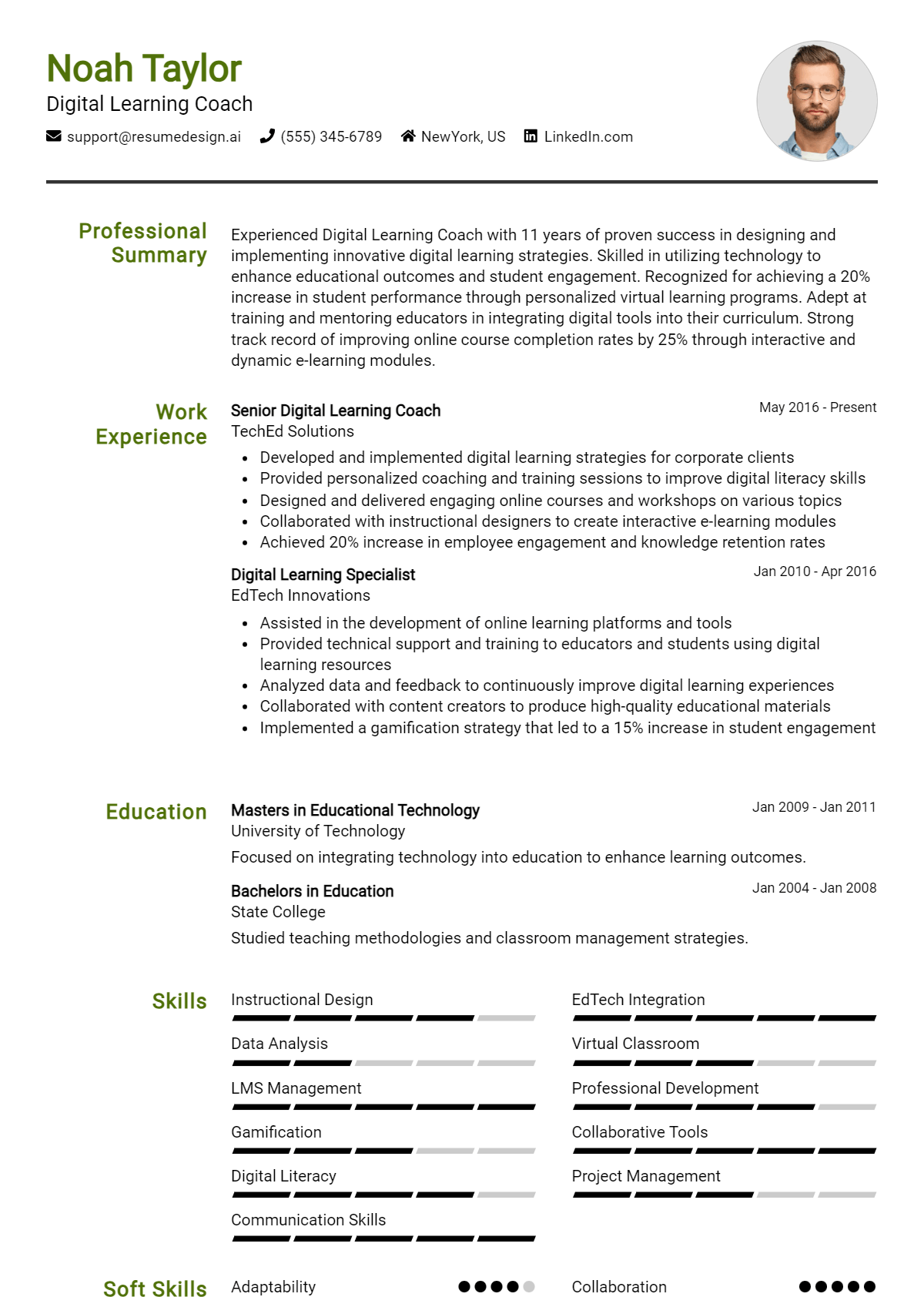 Digital Learning Coach Resume Example