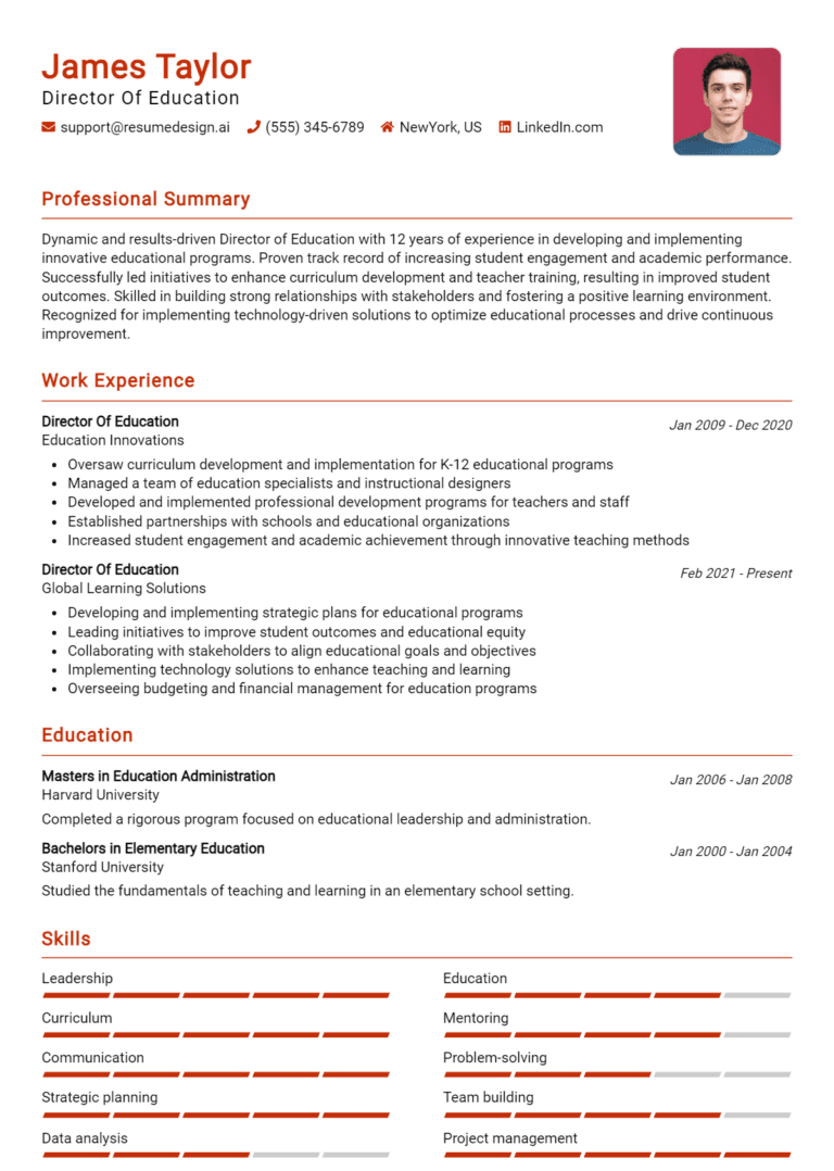15 Director of Education Resume Examples And Templates for 2025