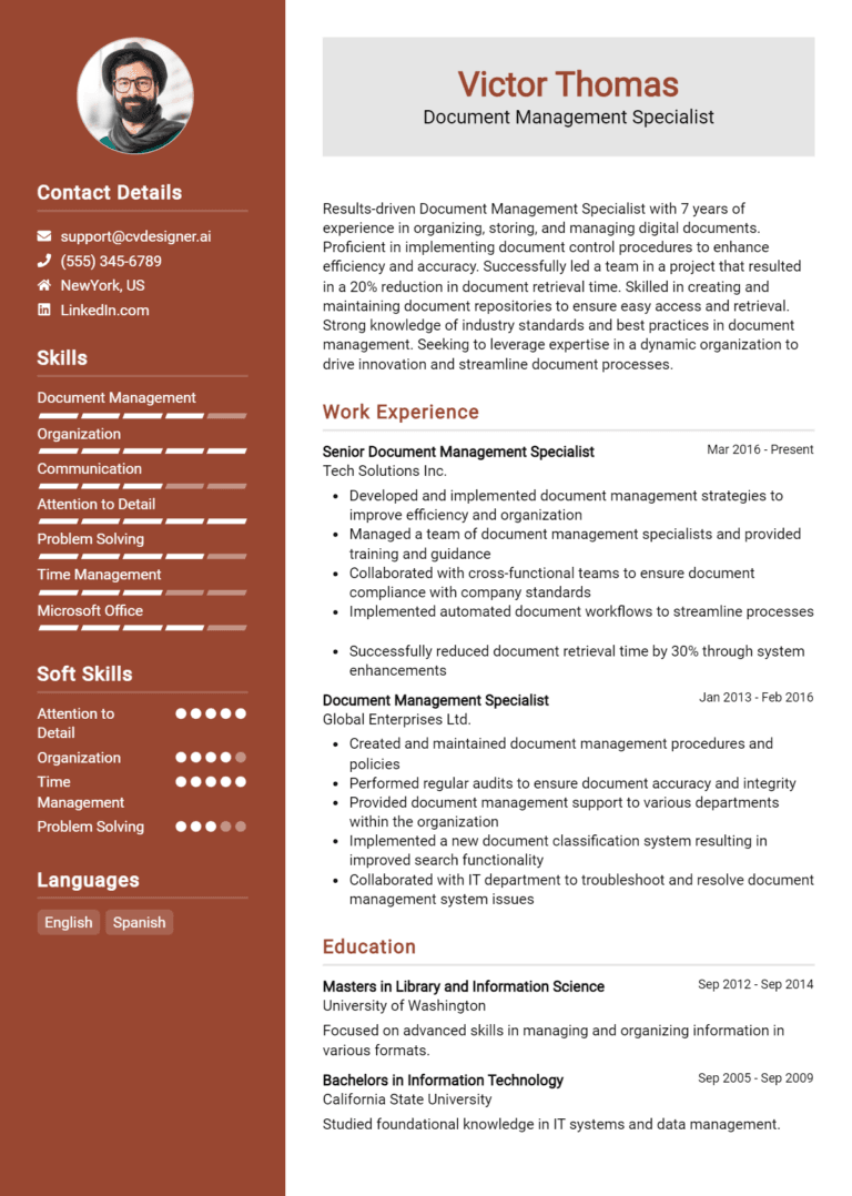 19 Document Management Specialist Resume Examples And Templates for 2025