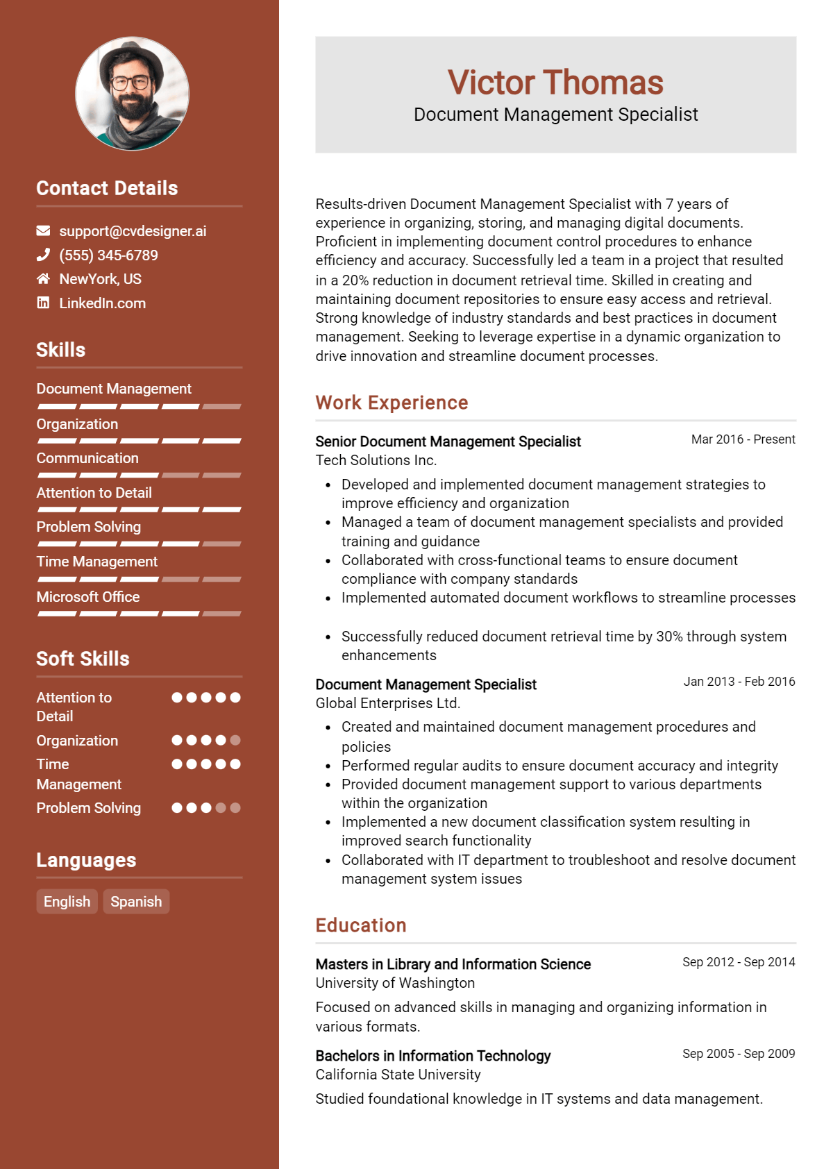 Document Management Specialist Resume Example