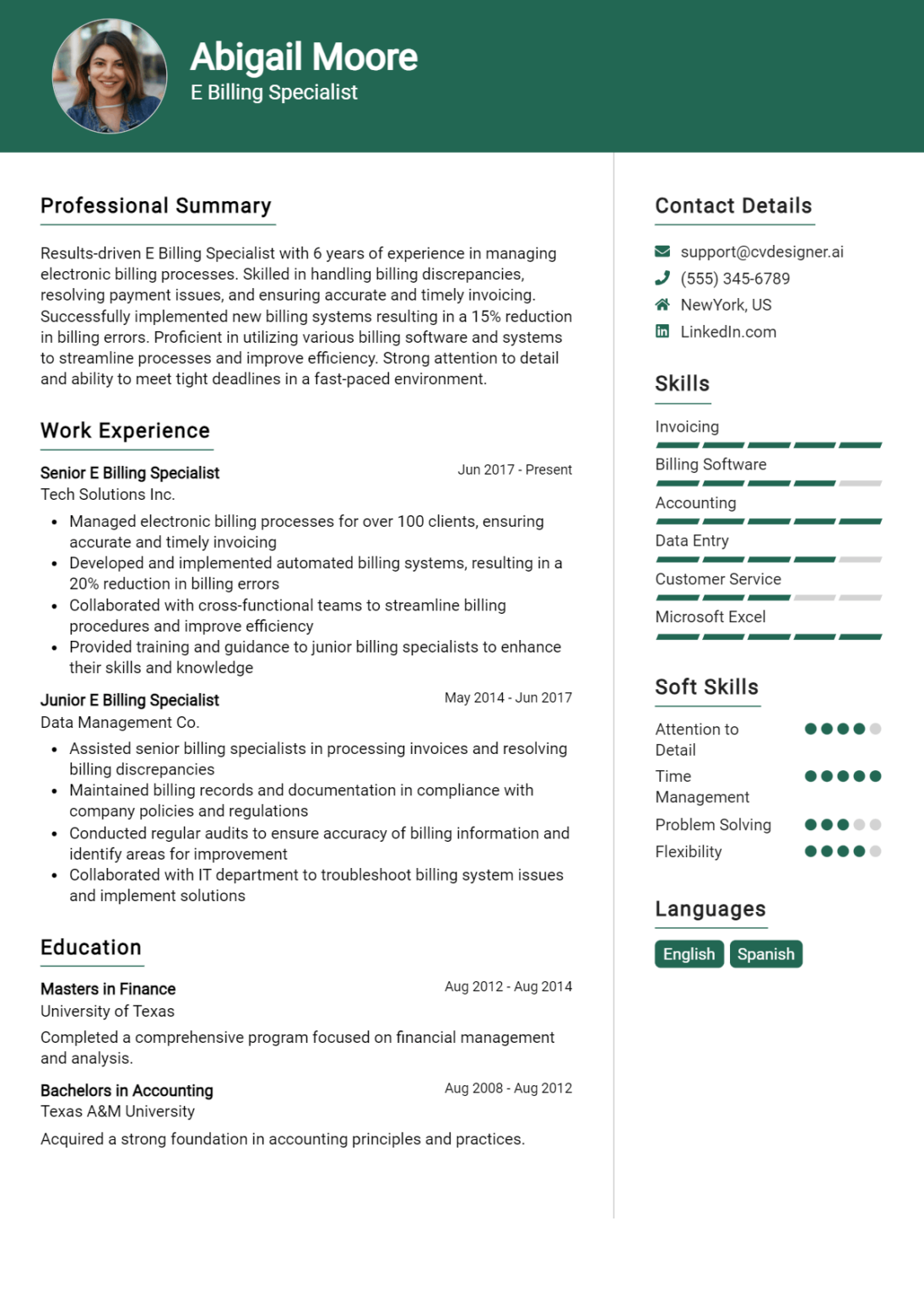 13 Billing Specialist Resume Examples And Templates for 2024 ...