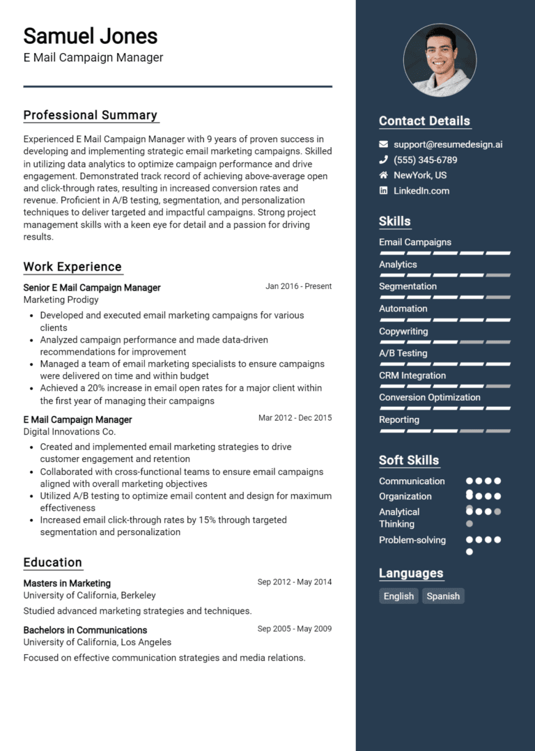14 E-mail Campaign Manager Resume Examples And Templates for 2025