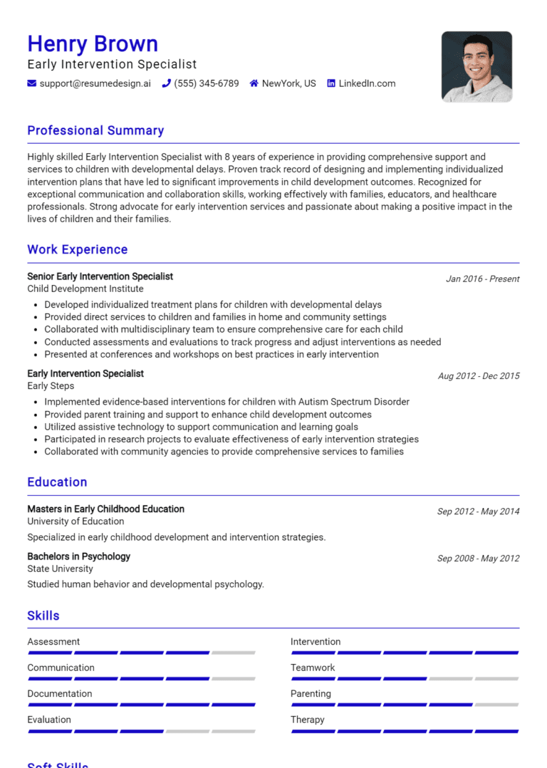 11 Early Intervention Specialist Resume Examples And Templates for 2025