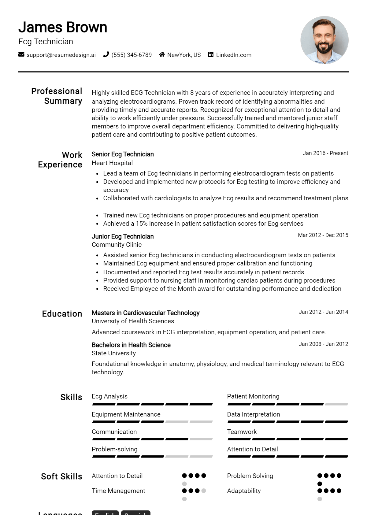 Ecg Technician Resume Example