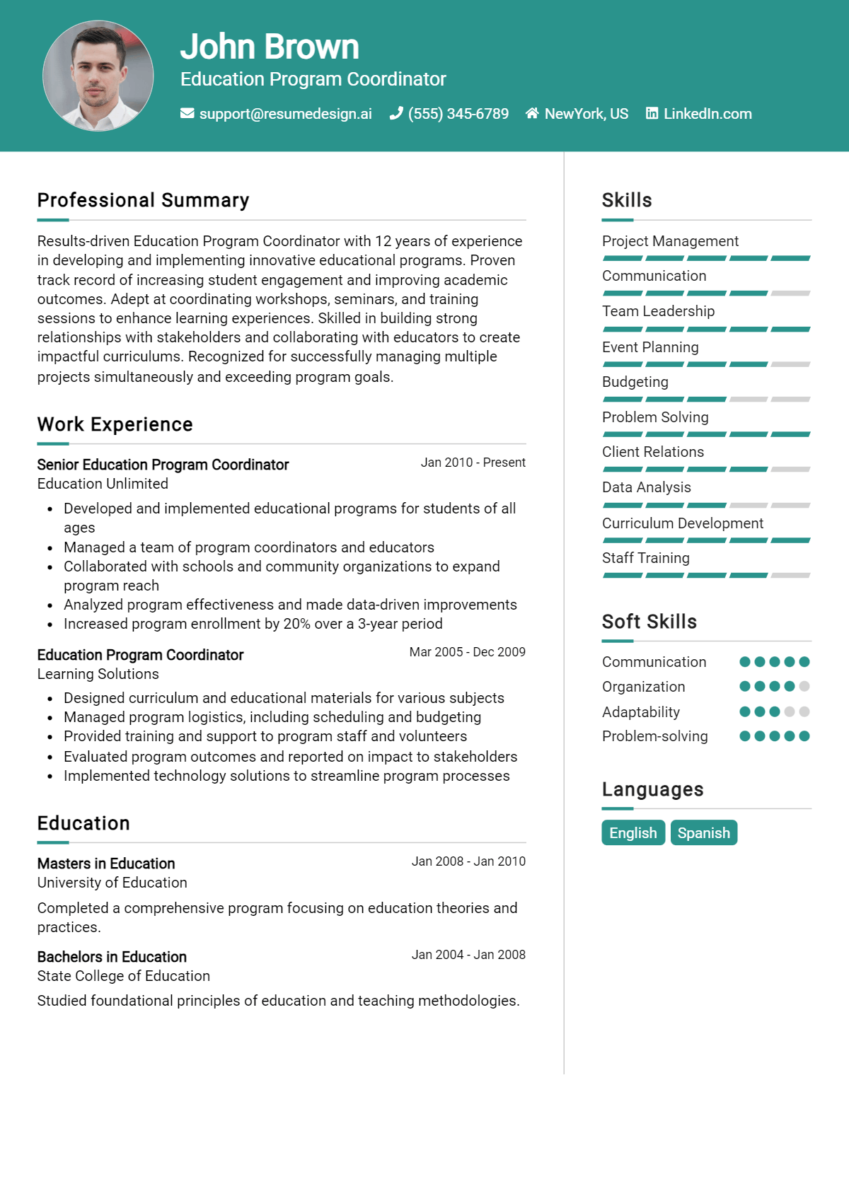 Education Program Coordinator Resume Example