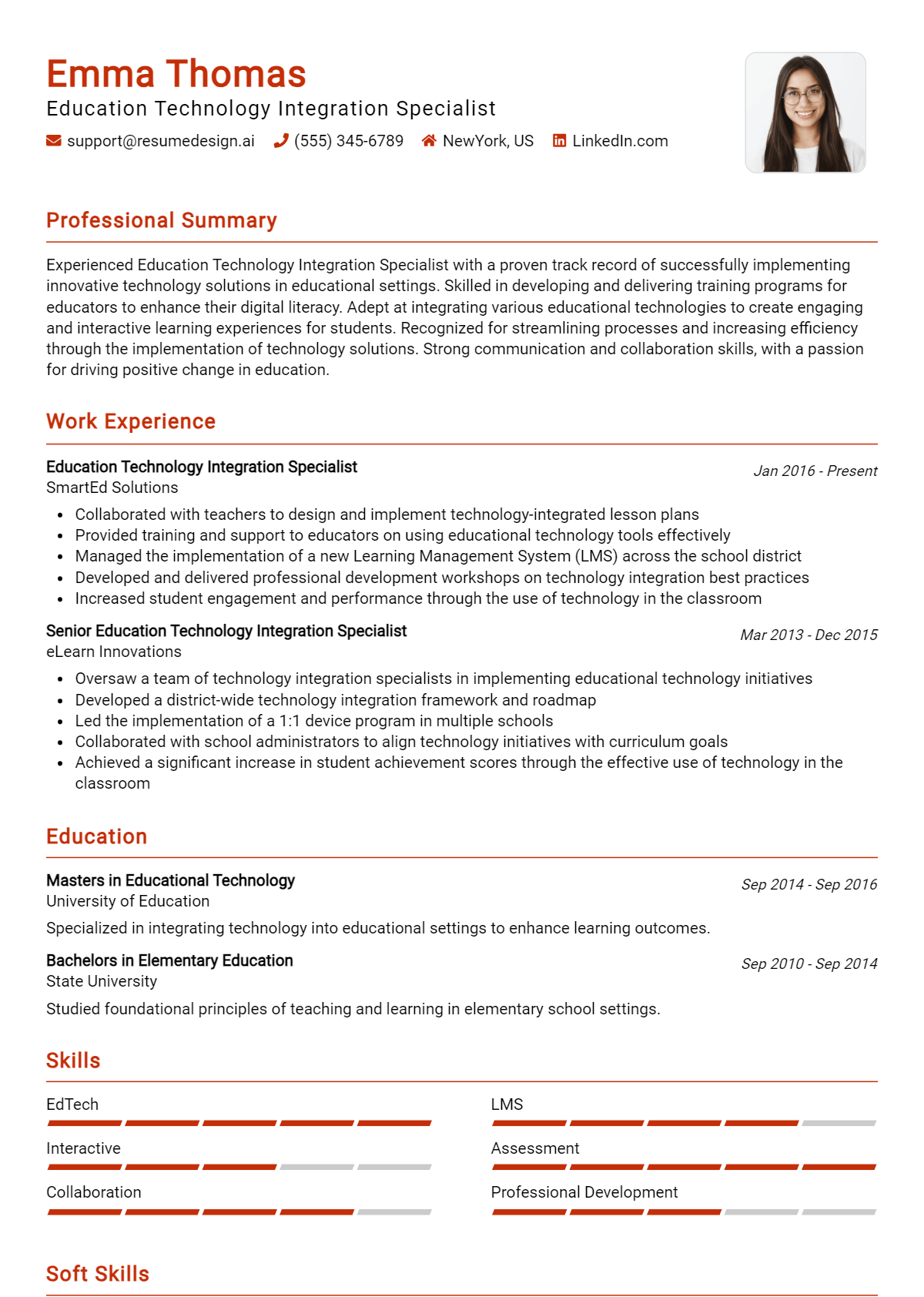 Education Technology Integration Specialist Resume Example