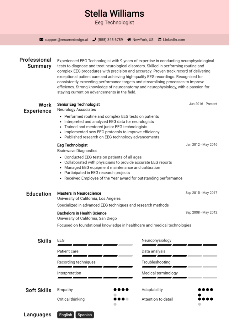 Eeg Technologist Resume Example