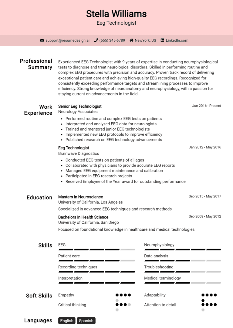 24 EEG Technologist Resume Examples And Templates for 2025
