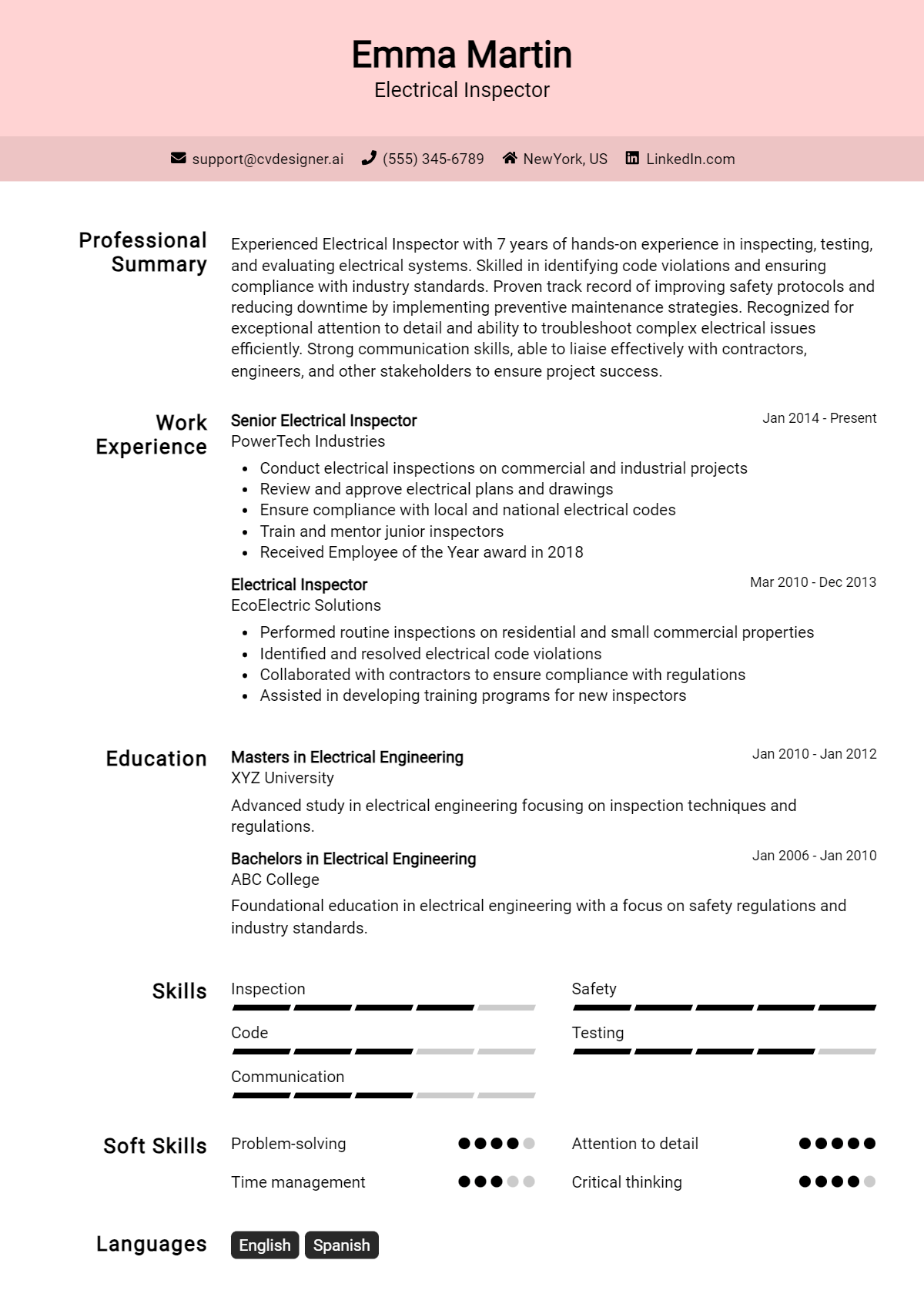 Electrical Inspector Resume Example (1)