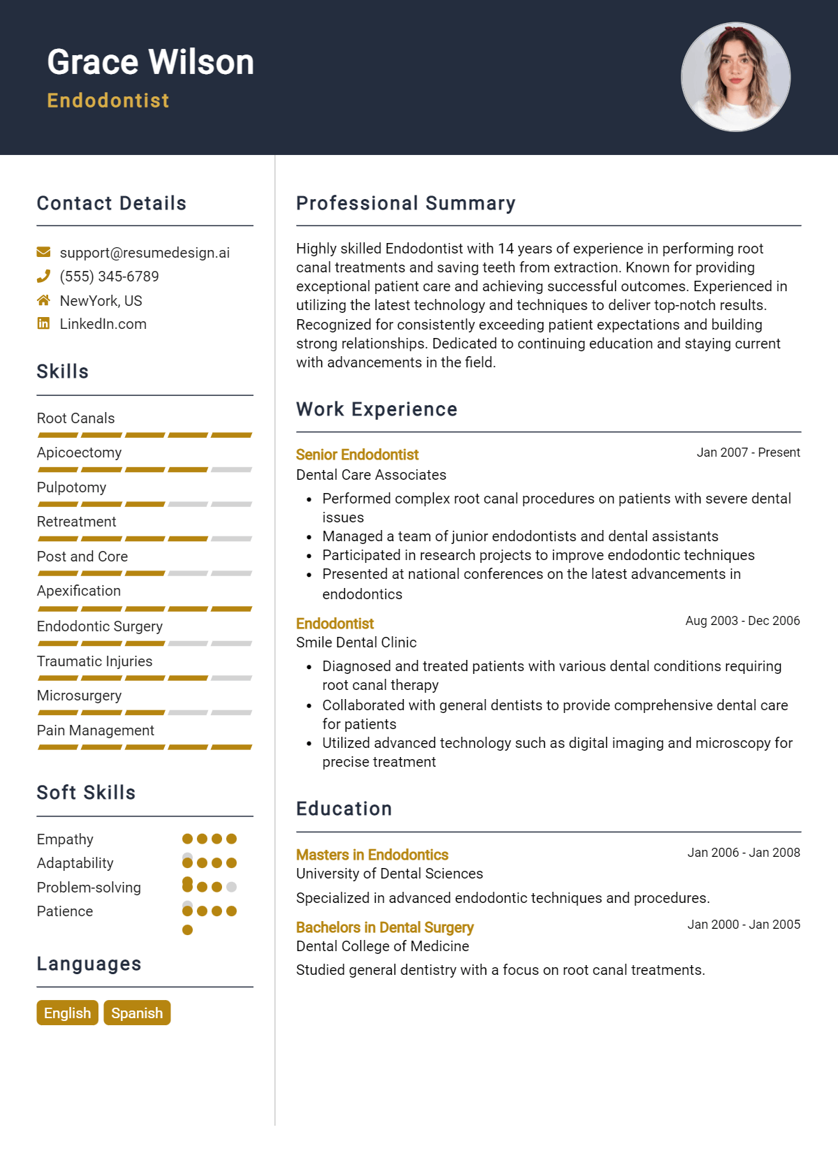 Endodontist Resume Example