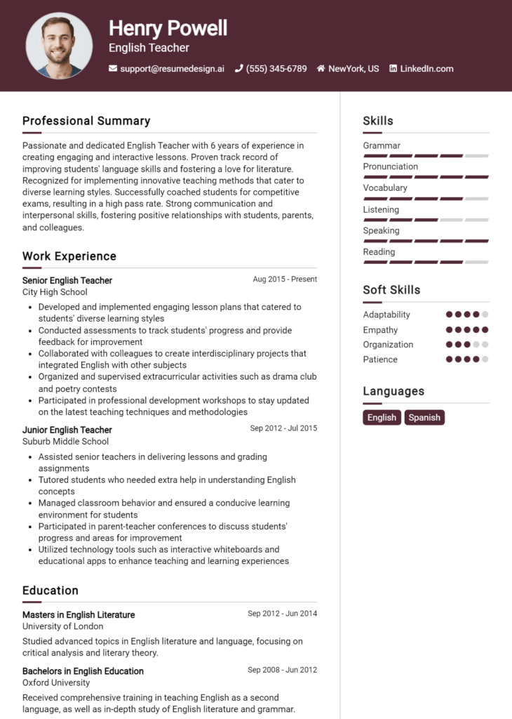 English Teacher Resume Example (1)