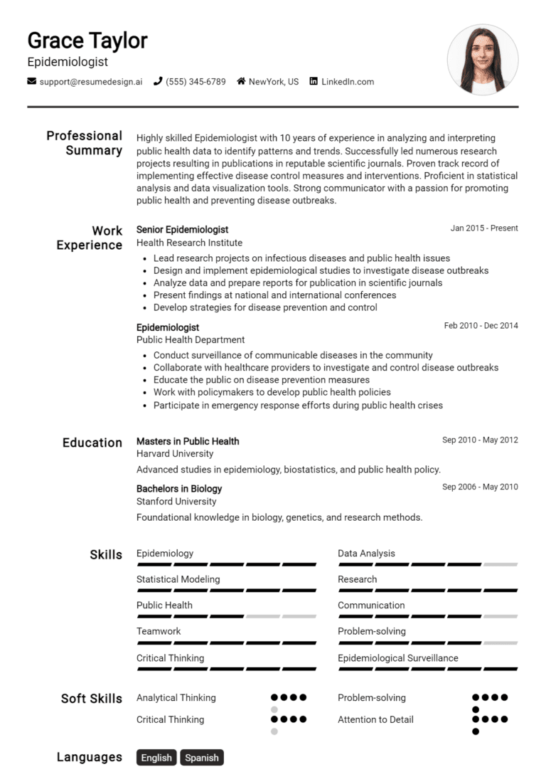 17 Epidemiologist Resume Examples And Templates for 2025 [Guide]