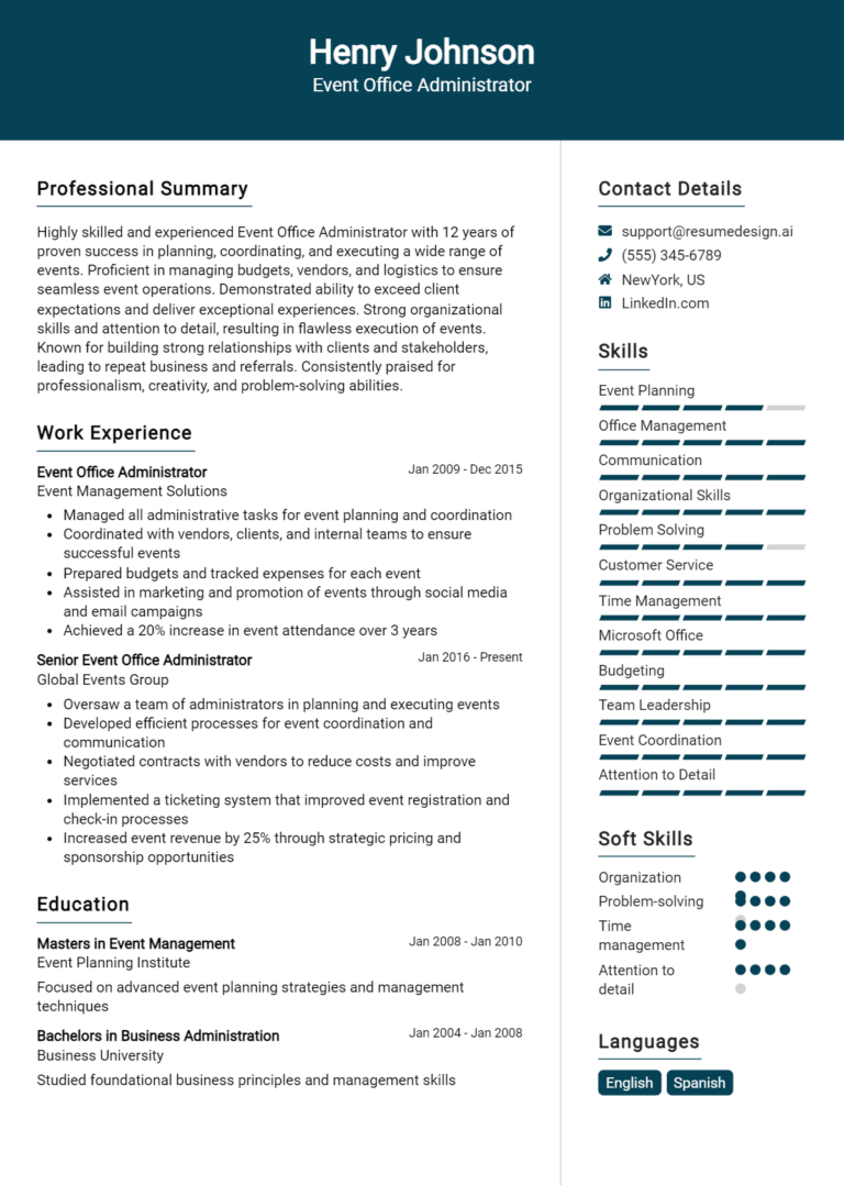 11 Event Office Administrator Resume Examples And Templates for 2025