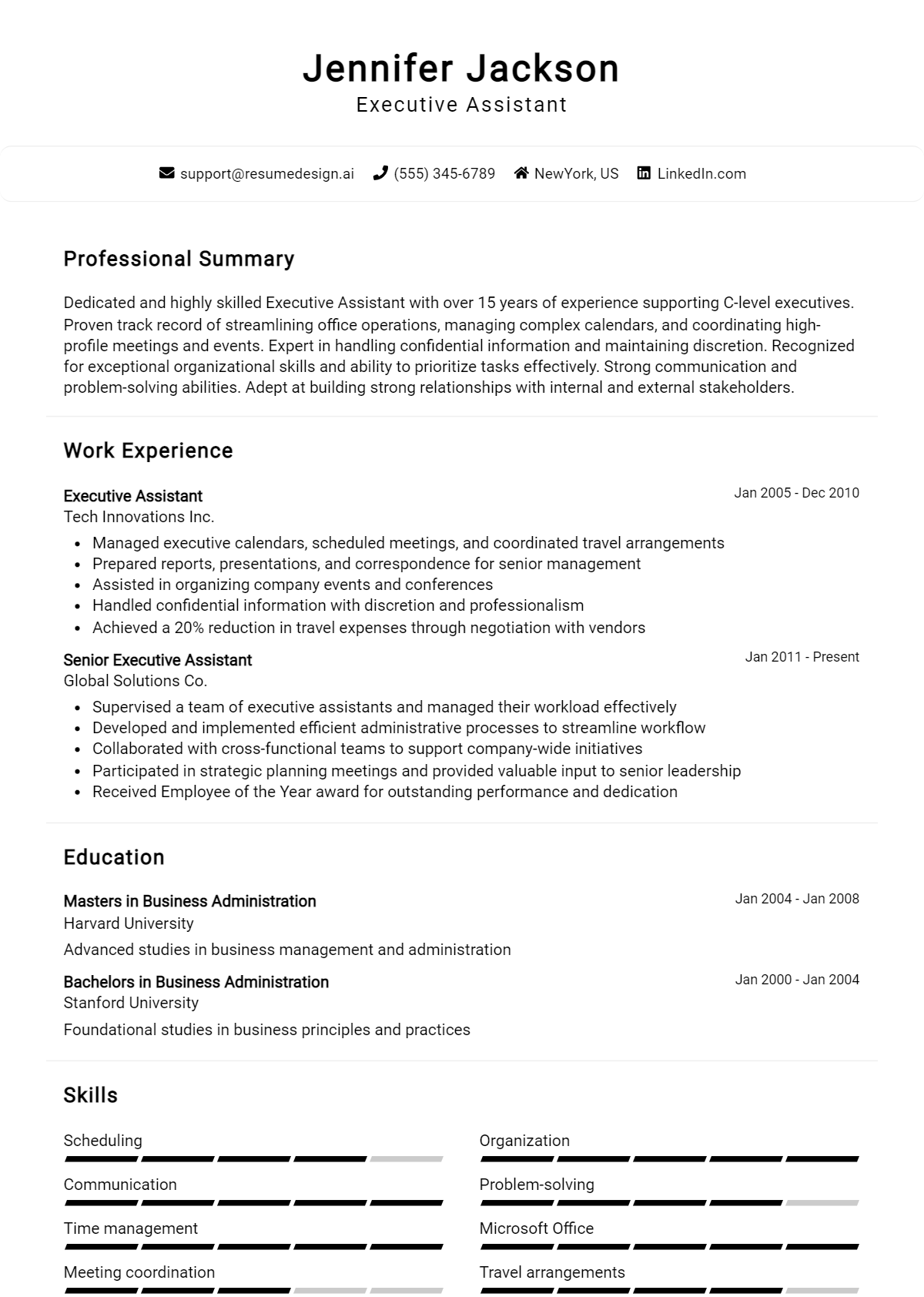 Executive Assistant Resume Example