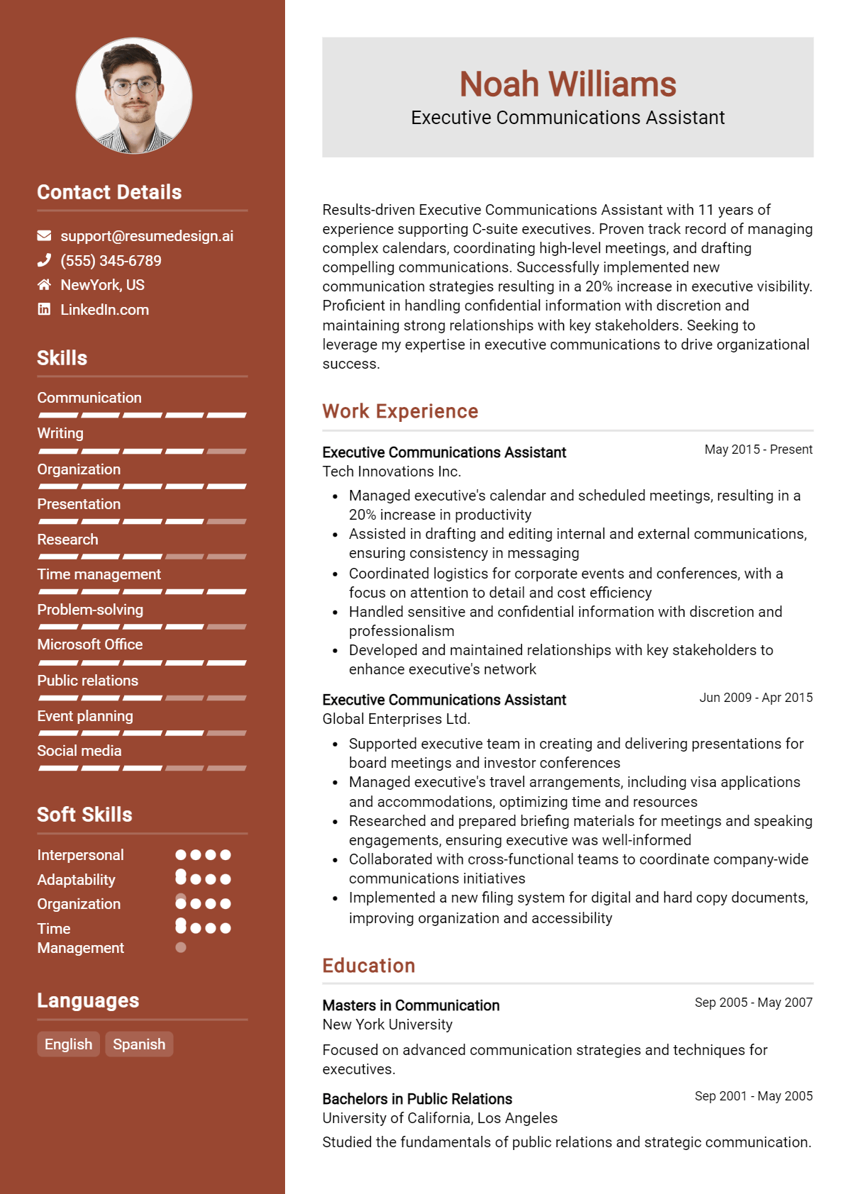 Executive Communications Assistant Resume Example