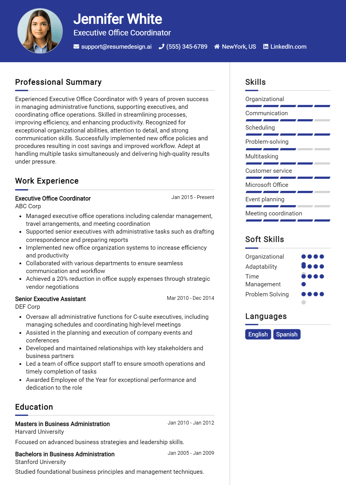 Executive Office Coordinator Resume Example