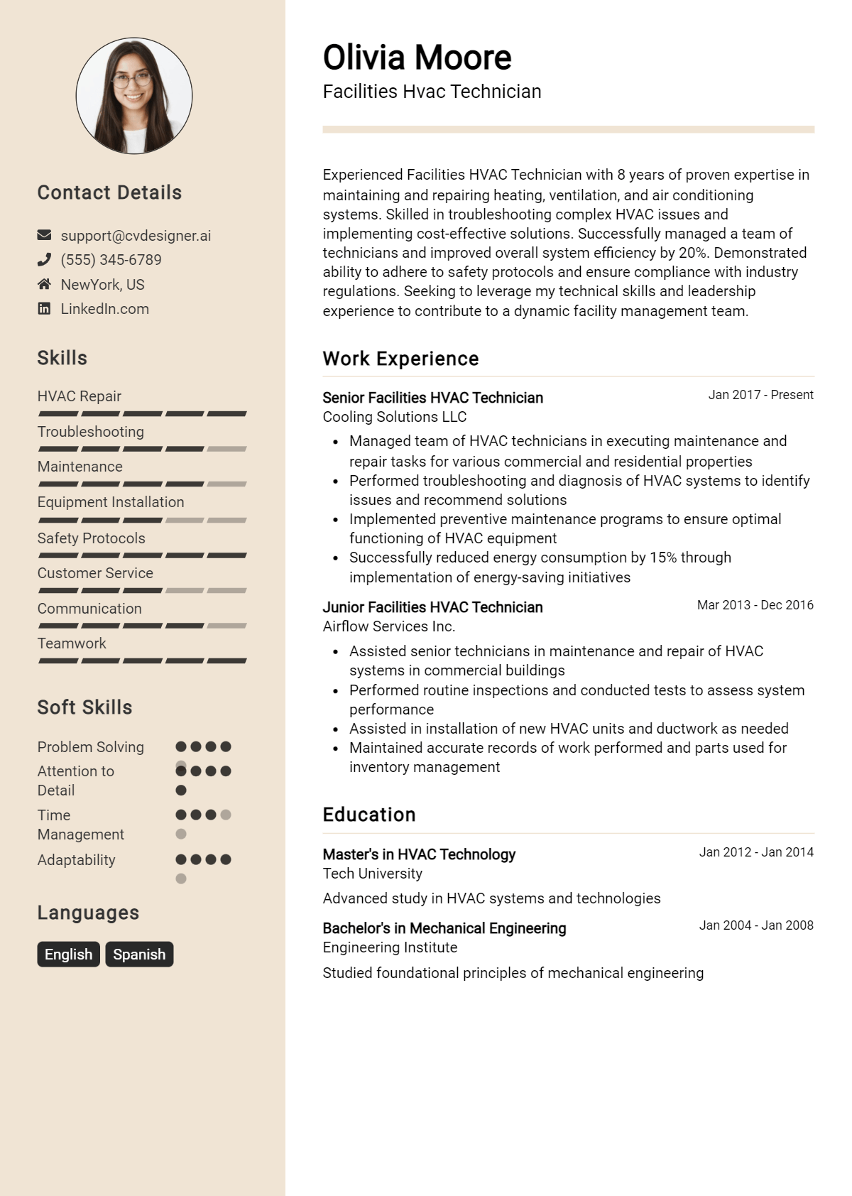 Facilities Hvac Technician Resume Example