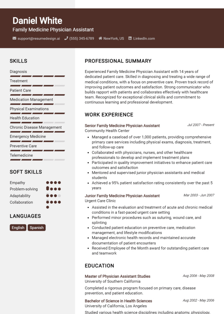 11 Family Medicine Physician Assistant Resume Examples And Templates for 2025