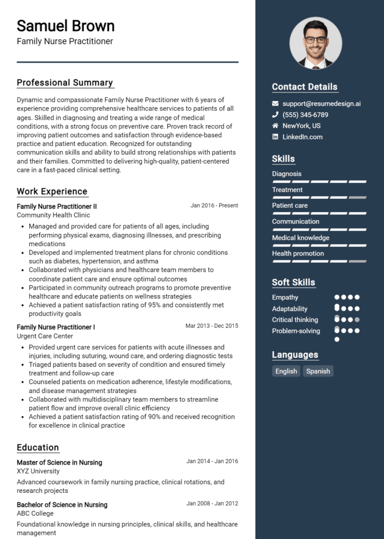 30 Home Health Nurse Resume Examples - Family Nurse Practitioner Resume Example 768x1078 