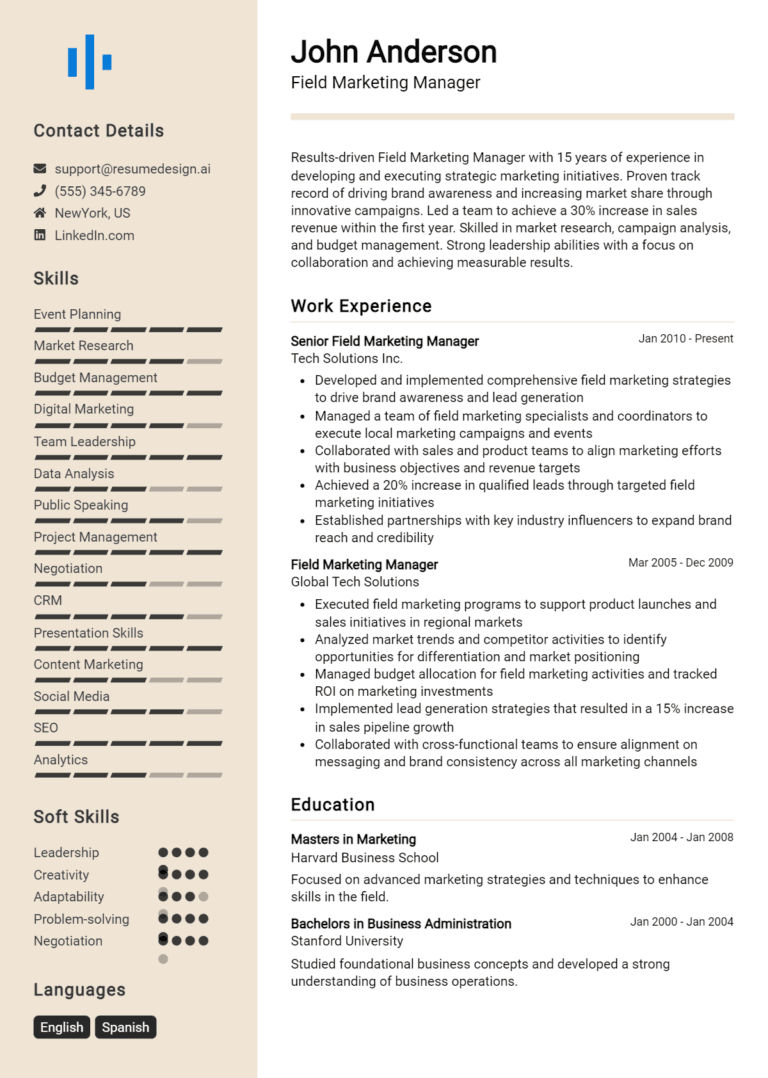 21 Field Marketing Manager Resume Examples And Templates for 2025