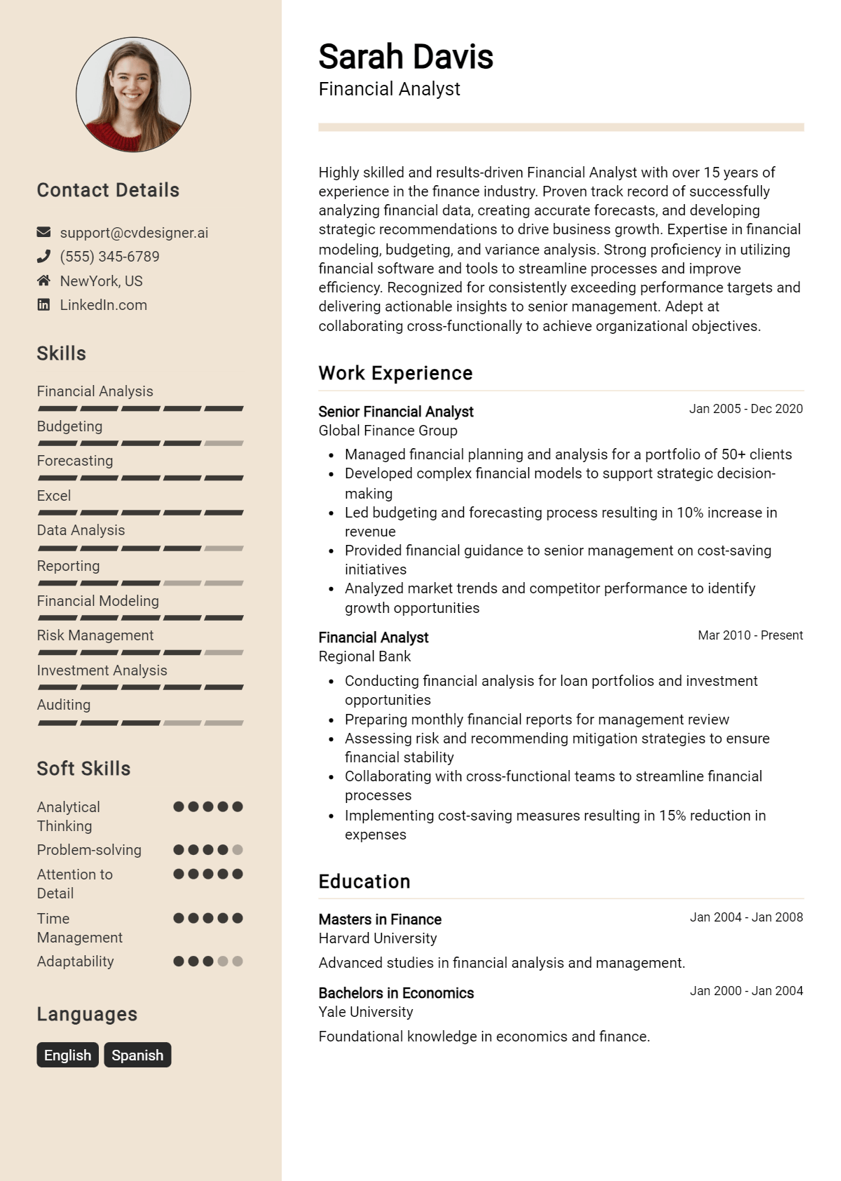 Financial Analyst Resume Example