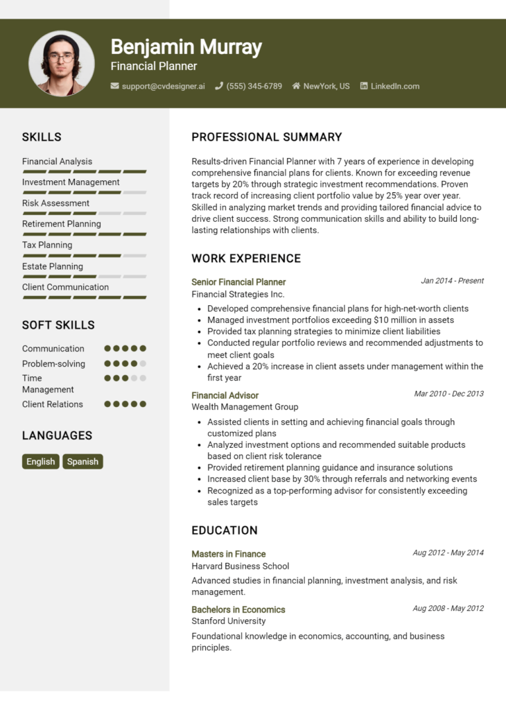 Financial Planner Resume Example