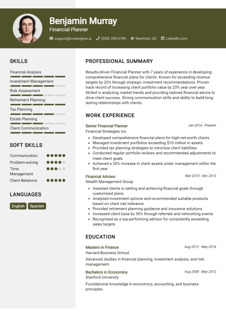 18 Financial Planner Resume Examples And Templates for 2025: Free Samples