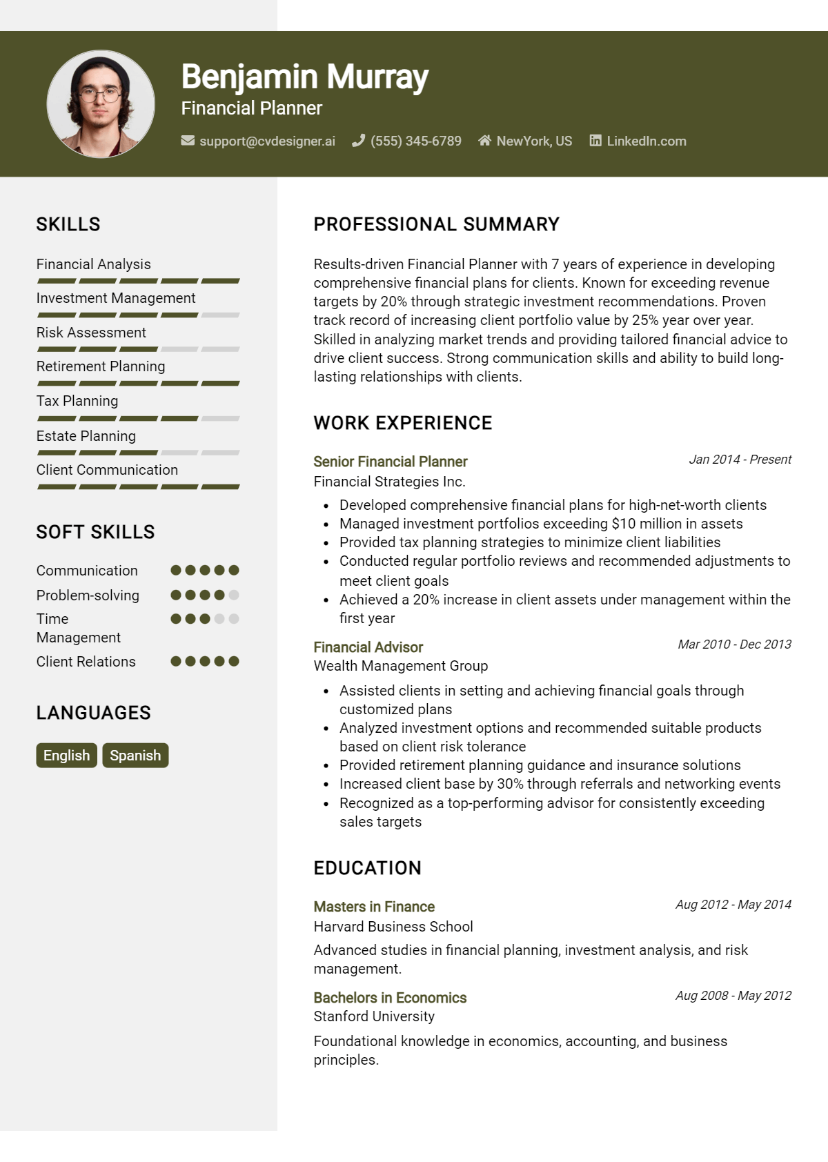 Financial Planner Resume Example