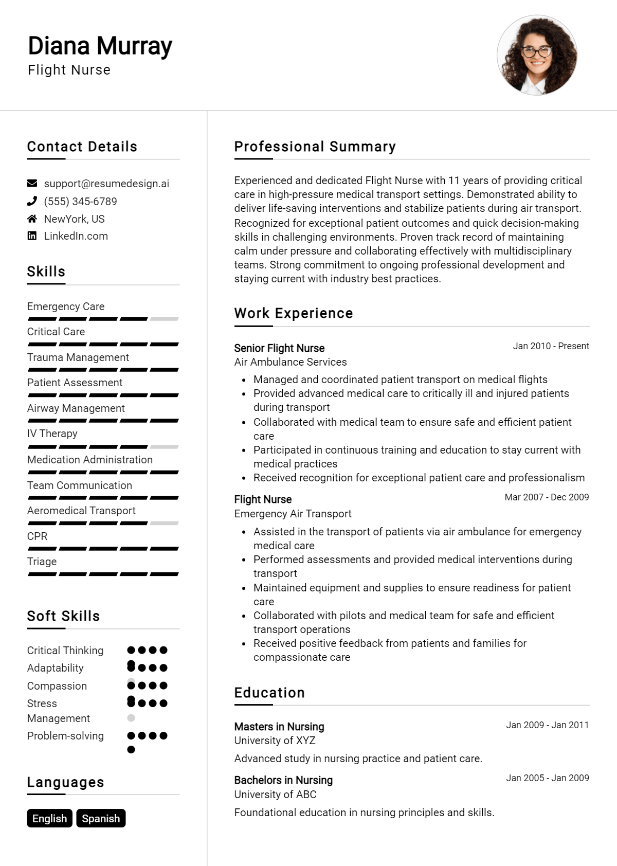 Flight Nurse Resume Example