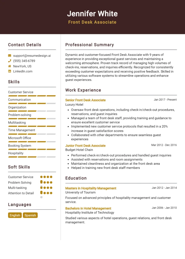 Front Desk Associate Resume Example (1)