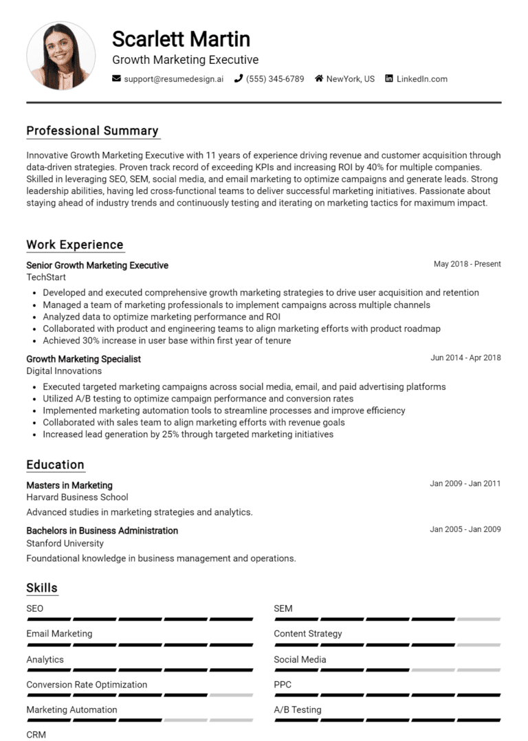 14 Growth Marketing Executive Resume Examples And Templates for 2025