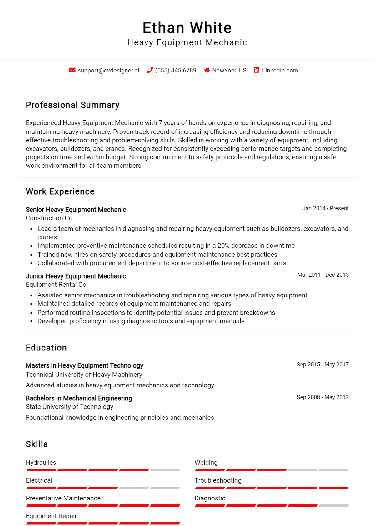 Heavy Equipment Mechanic Resume Example (1)