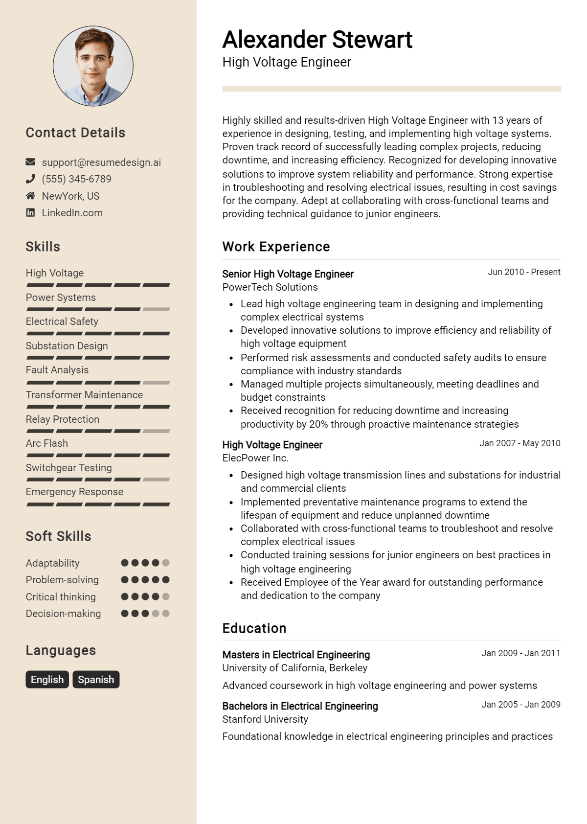 High Voltage Engineer Resume Example