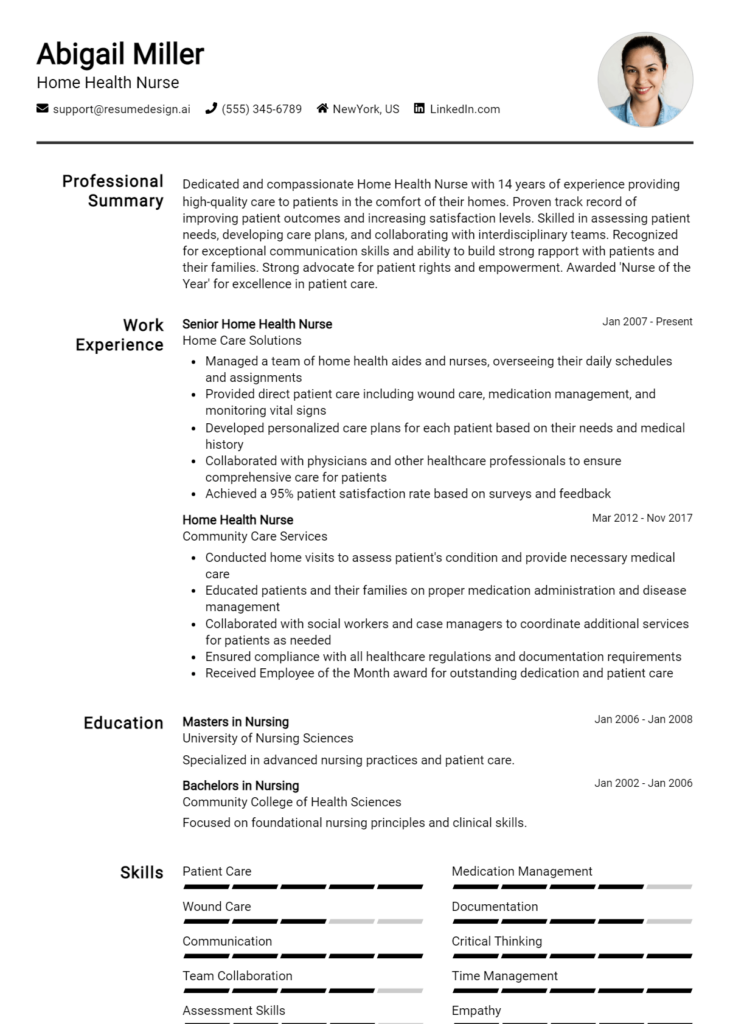 Home Health Nurse Resume Example