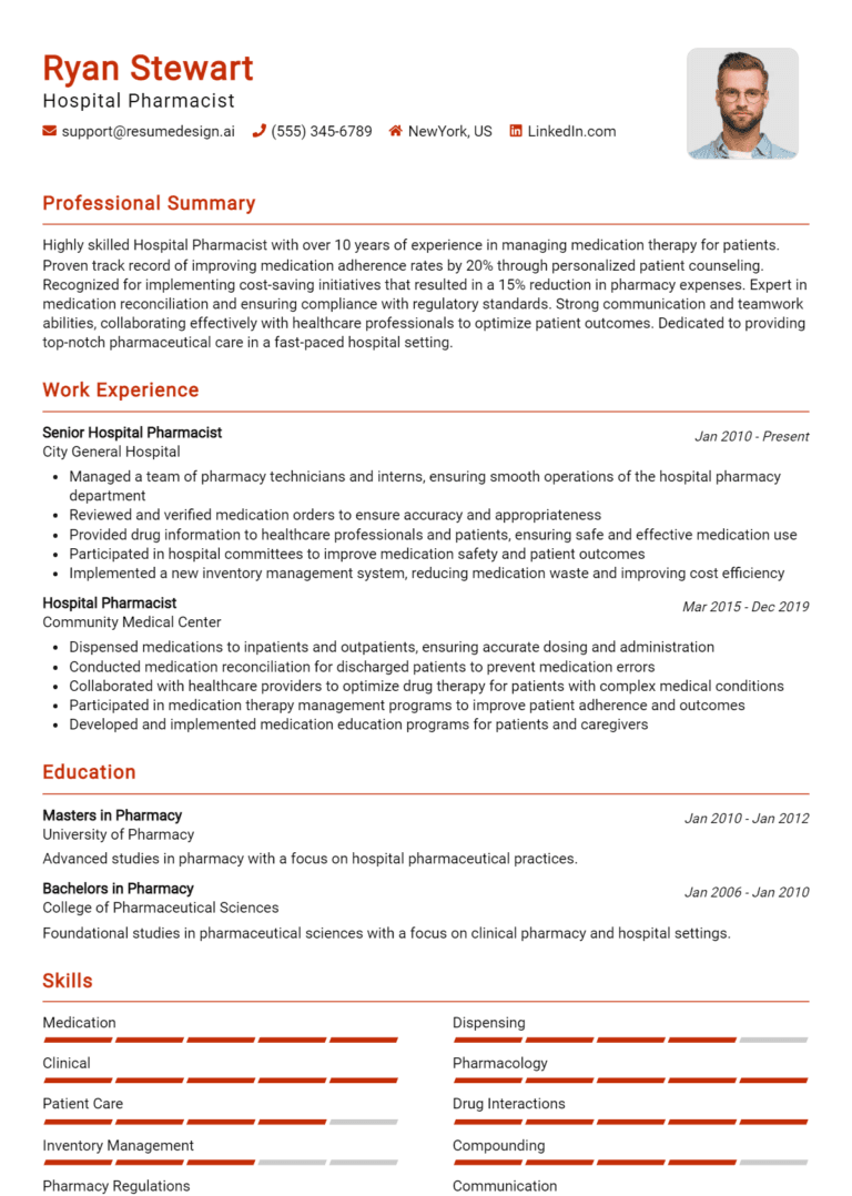 14 Hospital Pharmacist Resume Examples And Templates for 2025