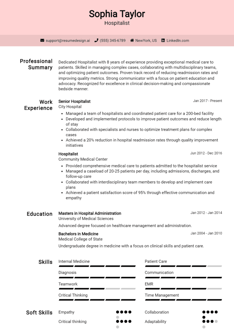 35 Hospitalist Resume Examples And Templates for 2025