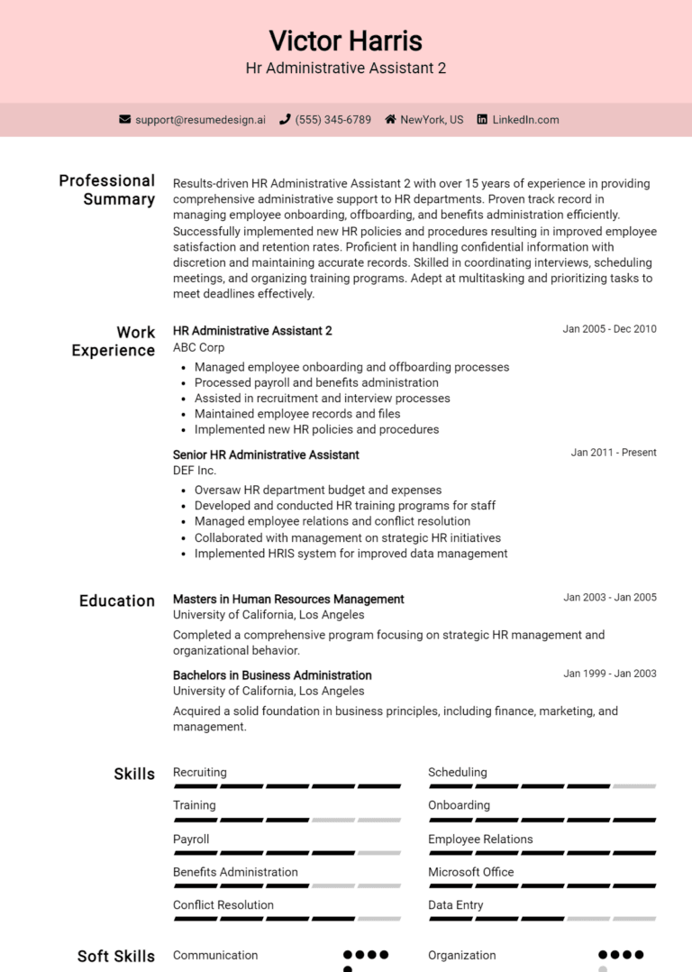 16 HR Administrative Assistant Resume Examples And Templates for 2025: Expert Tips